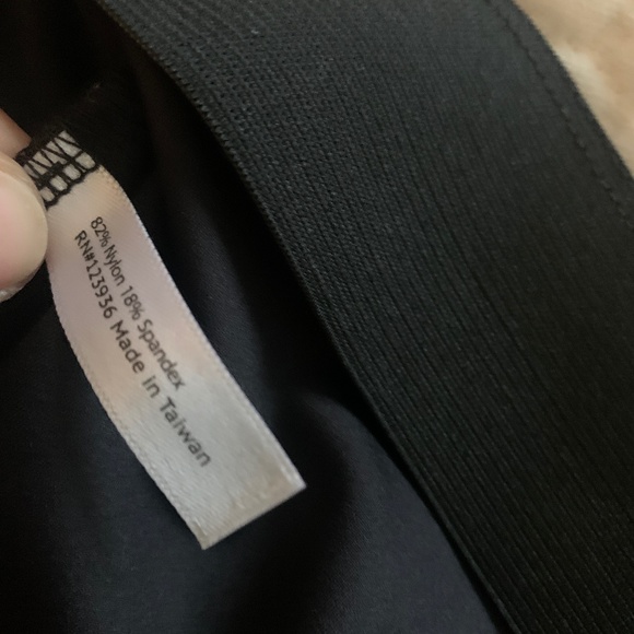 Peach nylon spandex black flare pants. NWOT - Picture 5 of 5